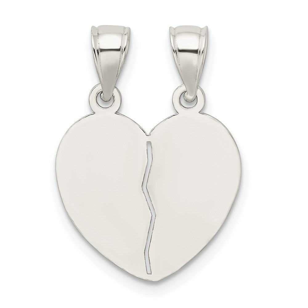 Sterling Silver Polished Mini I Love You Break Apart Heart Pendant