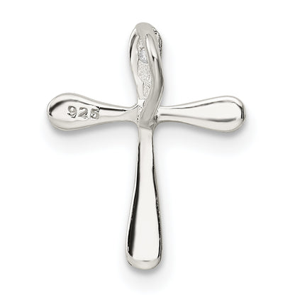Sterling Silver Polished Diamond Cross Chain Slide