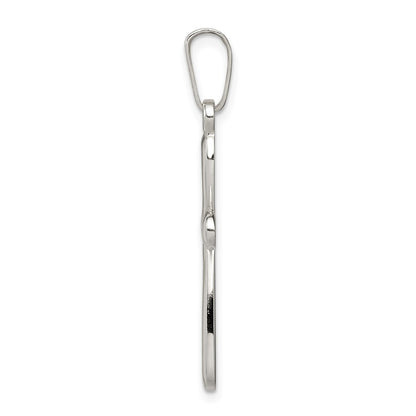 Sterling Silver Polished Textured Matte Cross Pendant