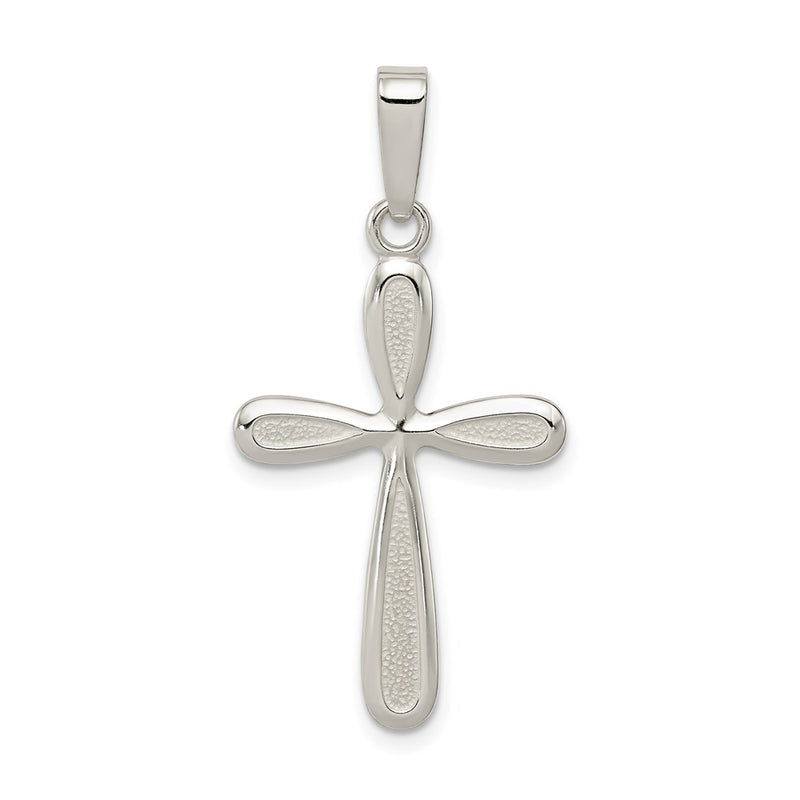 Sterling Silver Polished Textured Matte Cross Pendant