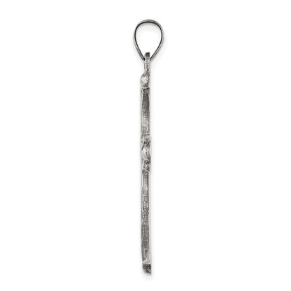 Sterling Silver Antiqued, Polished And Brushed Latin Cross Pendant