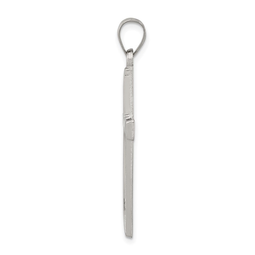 Sterling Silver Textured, Brushed And Polished Latin Cross Pendant