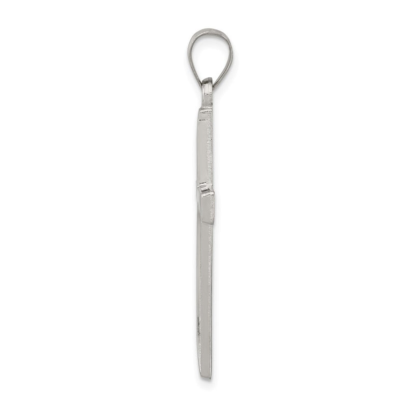 Sterling Silver Textured, Brushed And Polished Latin Cross Pendant