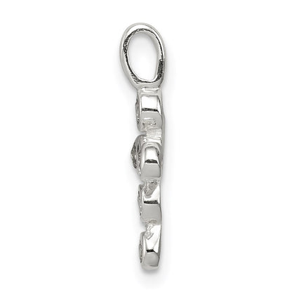 Sterling Silver Polished Cross Cz Charm