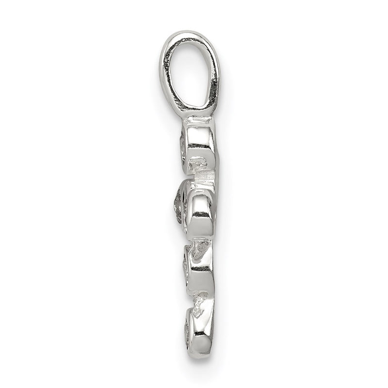Sterling Silver Polished Cross Cz Charm