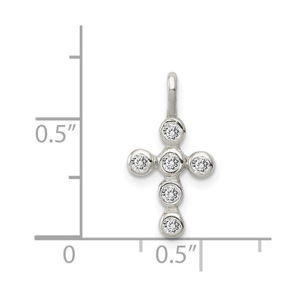 Sterling Silver Polished Cross Cz Charm