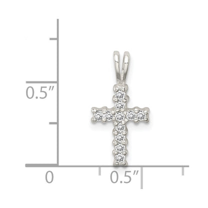 Sterling Silver Polished Cz Cross Pendant