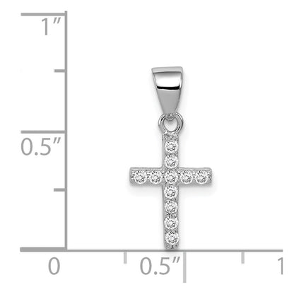 Sterling Silver Rhodium-Plated Cz Cross Pendant