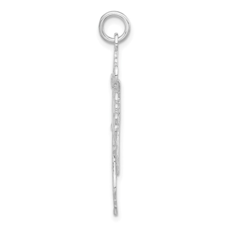 Sterling Silver Polished & Textured Cut-Out Cross Pendant