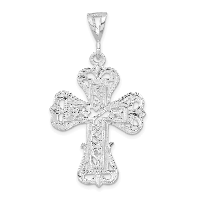 Sterling Silver Polished S Design Cross Pendant