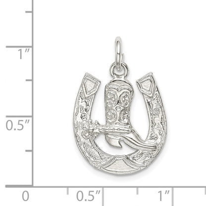 Sterling Silver Horseshoe With Boot Charm