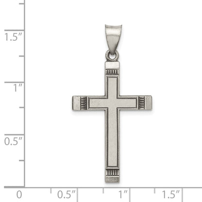 Sterling Silver Antiqued, Polished And Brushed Latin Cross Pendant