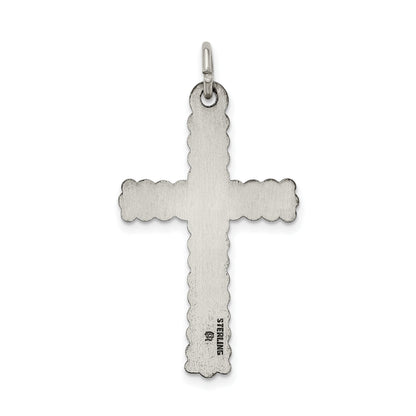 Sterling Silver Antiqued, Textured And Brushed Latin Cross Pendant