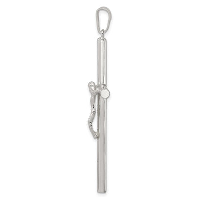 Sterling Silver Polished Hollow Crucifix Pendant