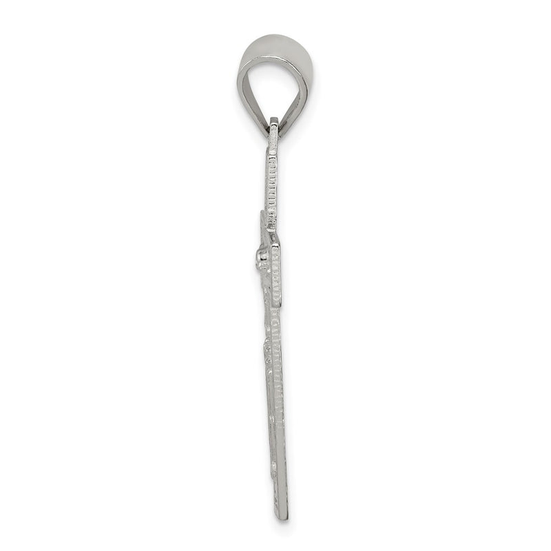 Sterling Silver Polished & Textured Crucifix Pendant