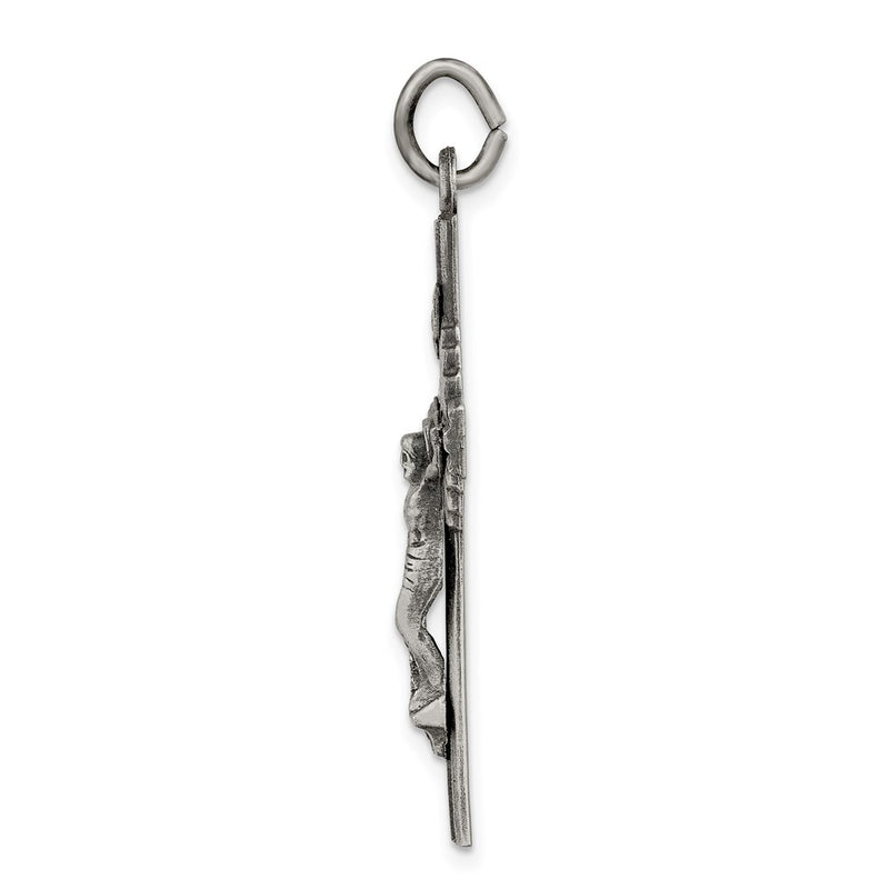 Sterling Silver Antiqued, Textured And Polished Inri Crucifix Pendant