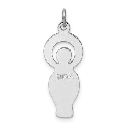Sterling Silver Rhodium-Plated Polished & Satin Cz Miraculous Medal Pendant