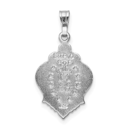Sterling Silver Rhodium-Plated Polished Miraculous Blue Cz Pendant