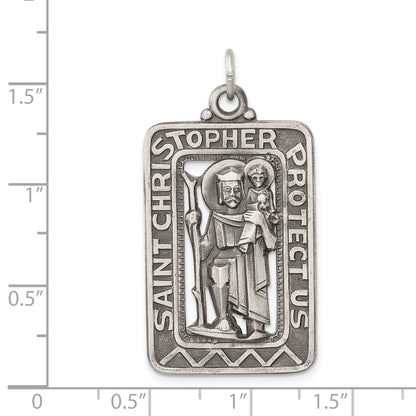Sterling Silver Antiqued And Brushed St. Christopher Medal