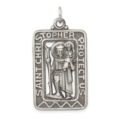 Sterling Silver Antiqued And Brushed St. Christopher Medal