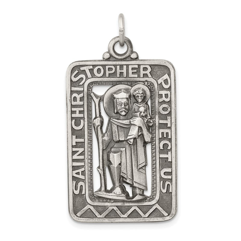 Sterling Silver Antiqued And Brushed St. Christopher Medal