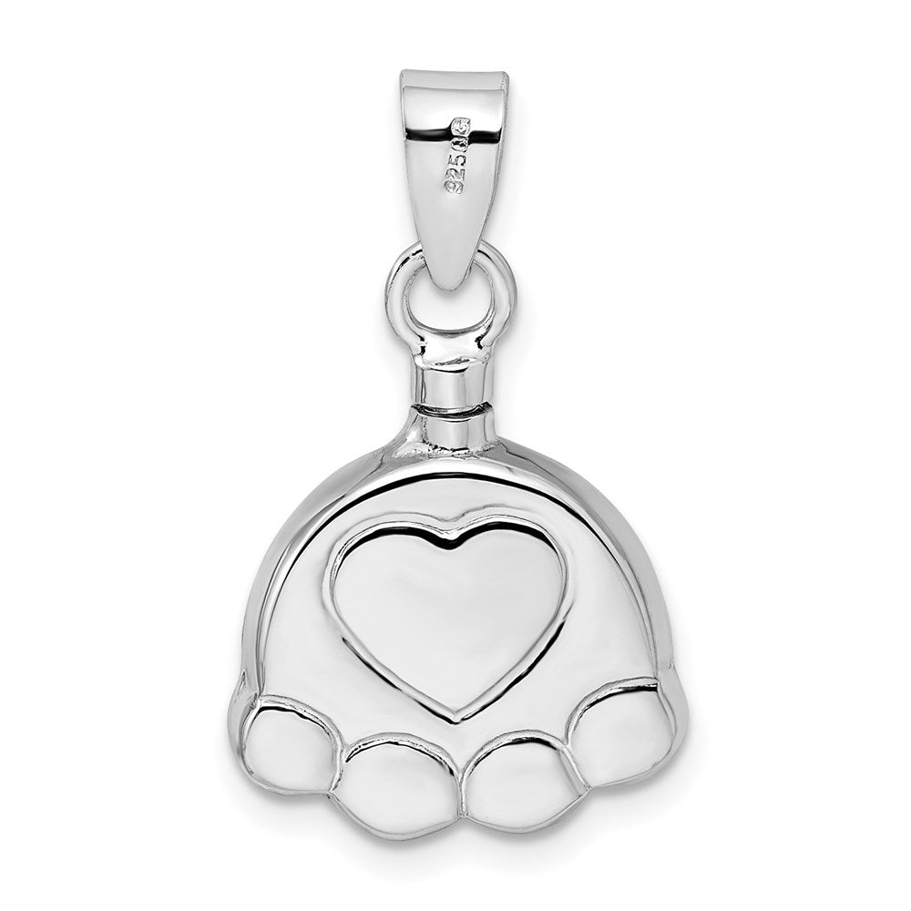 Sterling Silver Rhodium-Plated Polished Puppy Paw Ash Holder Pendant