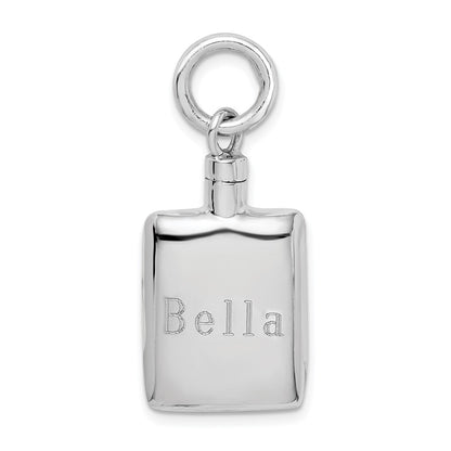 Sterling Silver Rhodium-Plated Polished Rectangular Ash Holder Pendant