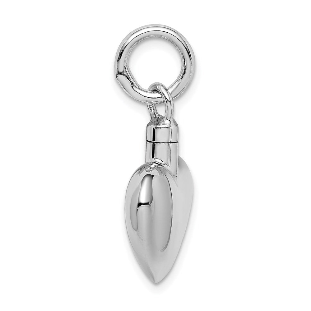 Sterling Silver Rhodium-Plated Polished Puffy Heart Ash Holder Pendant