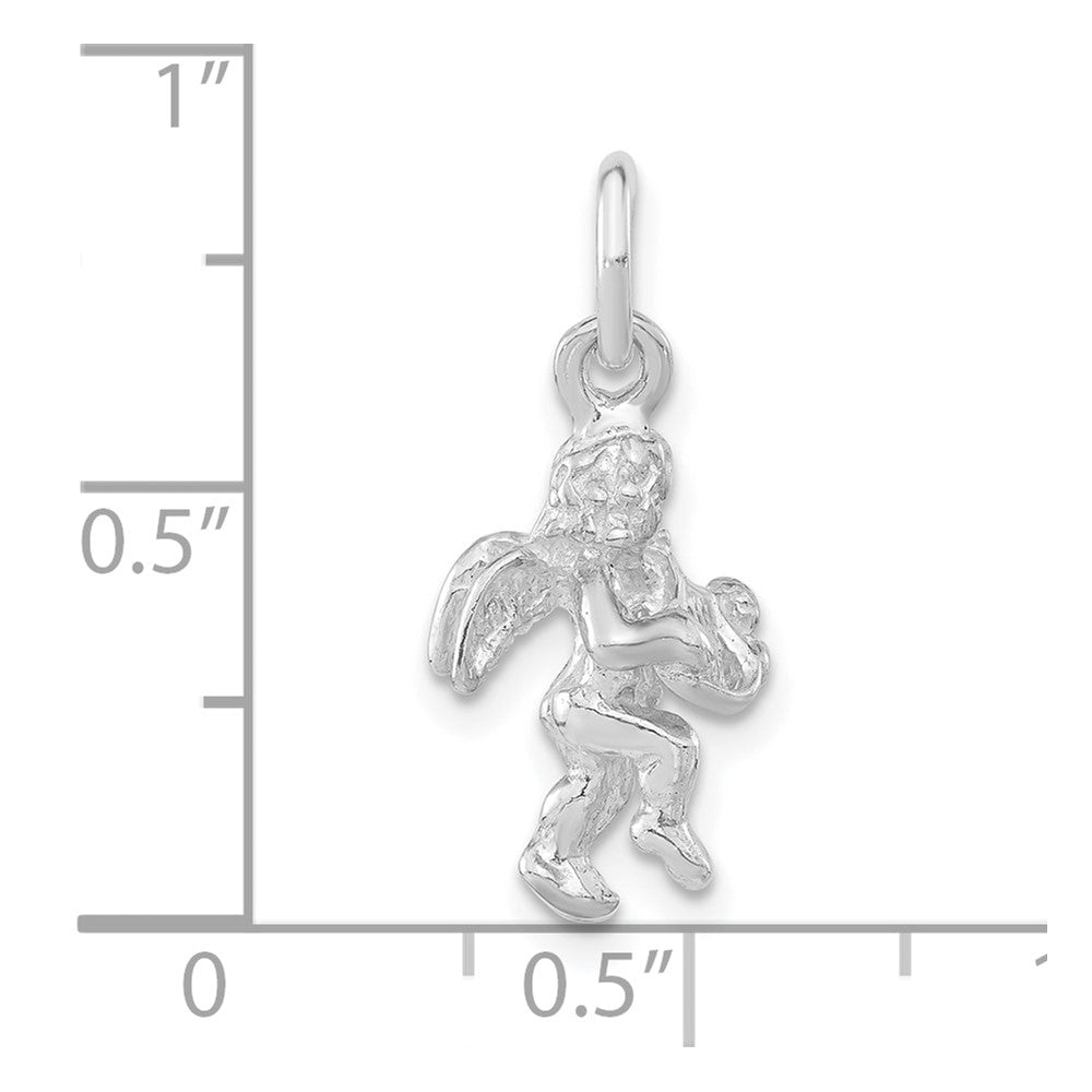 Sterling Silver Polished Angel Playing Harp Pendant