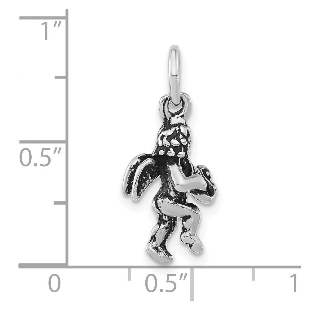 Sterling Silver Polished & Antiqued Angel Playing Harp Pendant