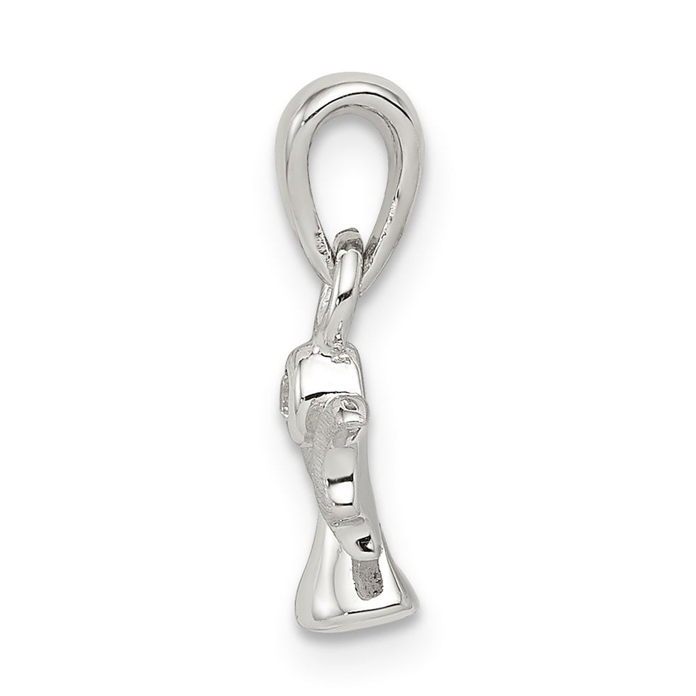 Sterling Silver Rhodium-Plated Polished/Satin Cz Angel Pendant