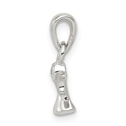 Sterling Silver Rhodium-Plated Polished/Satin Cz Angel Pendant