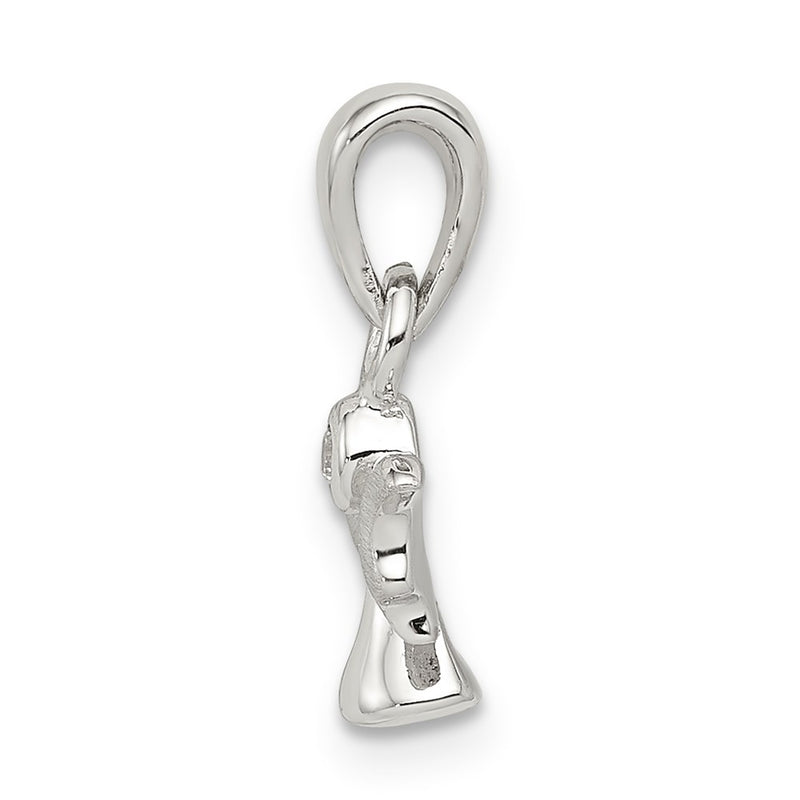 Sterling Silver Rhodium-Plated Polished/Satin Cz Angel Pendant