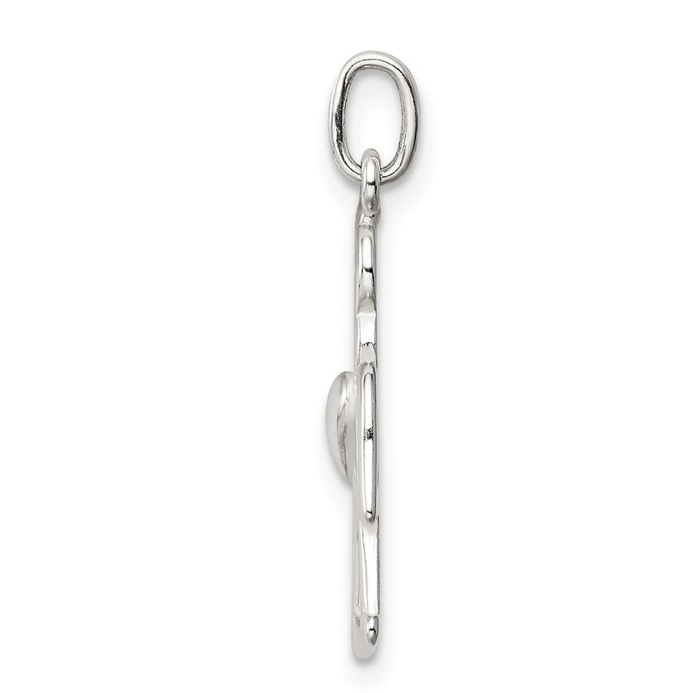 Sterling Silver Polished Angel W/ Heart Charm