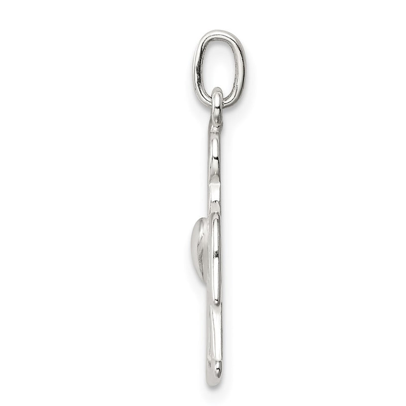 Sterling Silver Polished Angel W/ Heart Charm