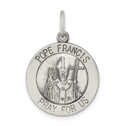 Sterling Silver Antiqued And Brushed Pope Francis Medal