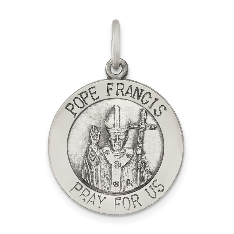 Sterling Silver Antiqued And Brushed Pope Francis Medal