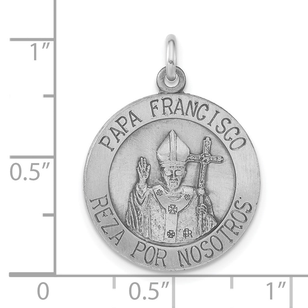 Sterling Silver Antiqued And Brushed Papa Francisco Medal