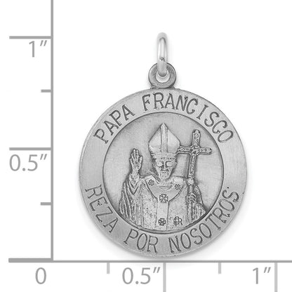 Sterling Silver Antiqued And Brushed Papa Francisco Medal