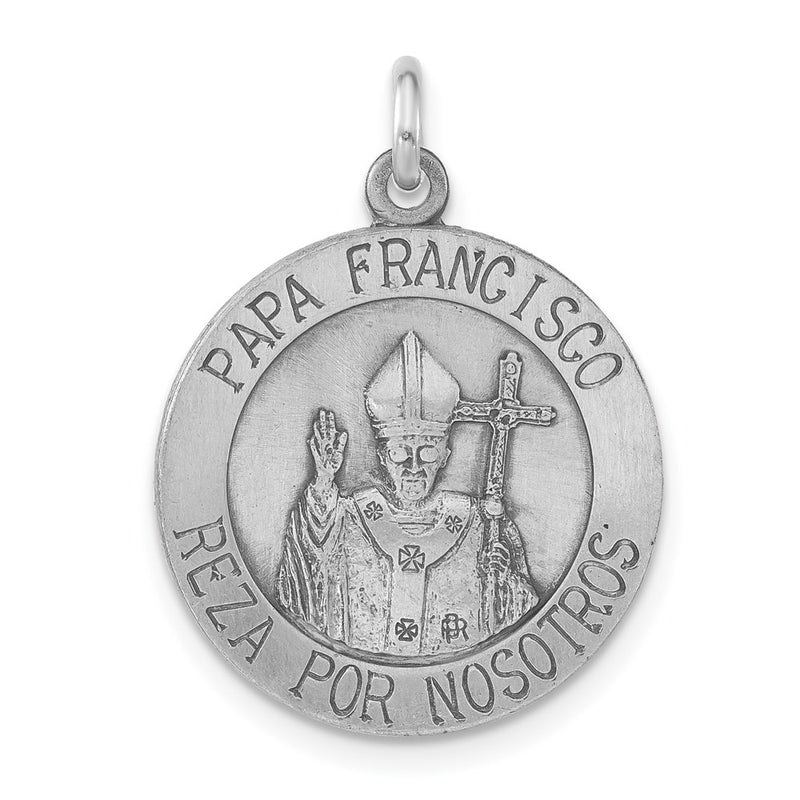 Sterling Silver Antiqued And Brushed Papa Francisco Medal
