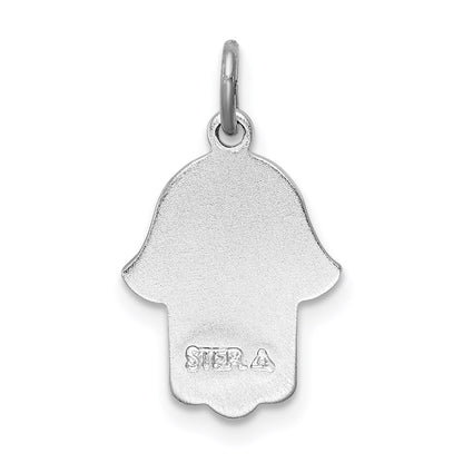 Sterling Silver Rhodium-Plated Polished Chamseh/Hamsa Pendant