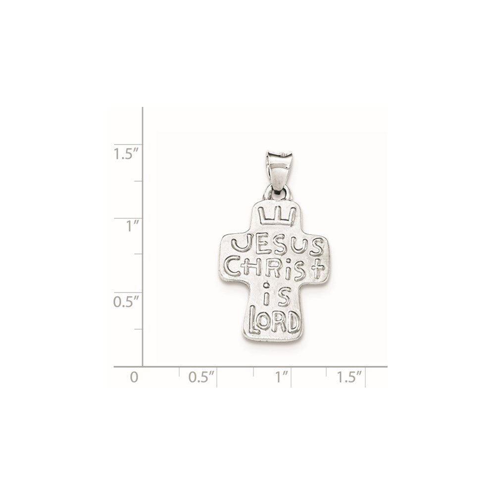 Sterling Silver Textured, Brushed And Polished Religious Cross Pendant