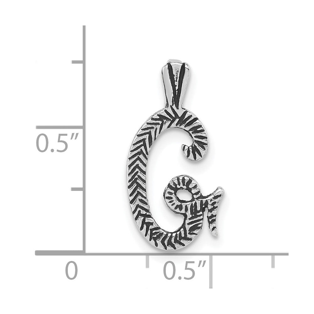 Sterling Silver Antiqued & Textured Letter G Chain Slide
