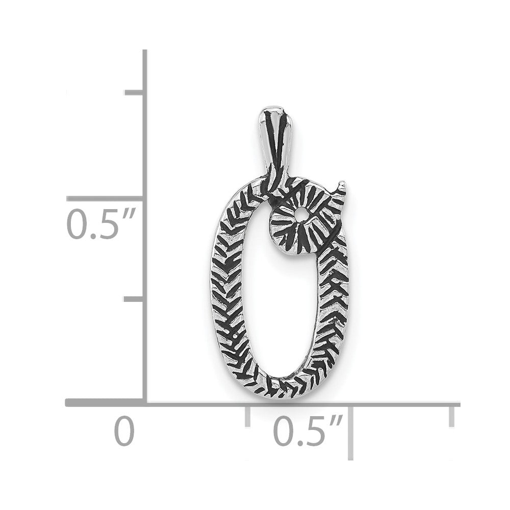 Sterling Silver Antiqued & Textured Letter O Chain Slide