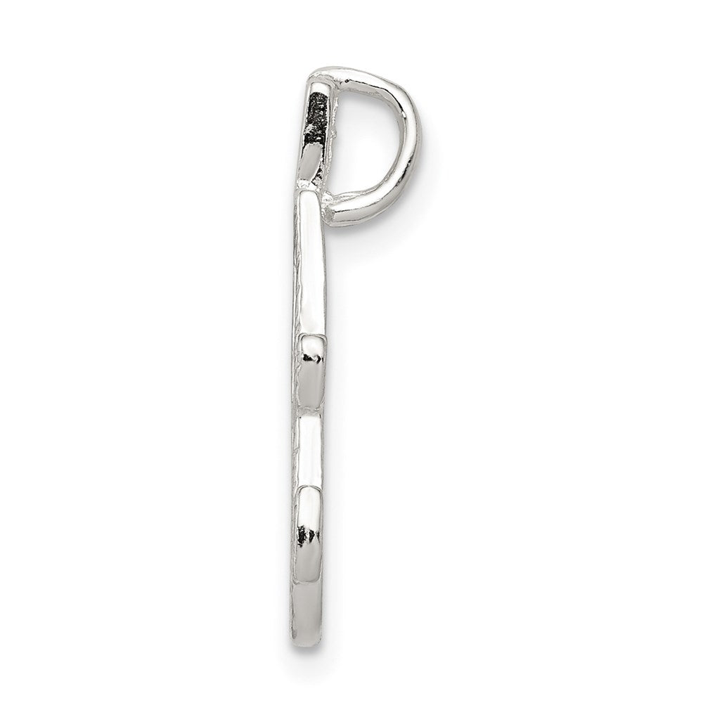 Sterling Silver Polished & Textured Letter A Initial Chain Slide