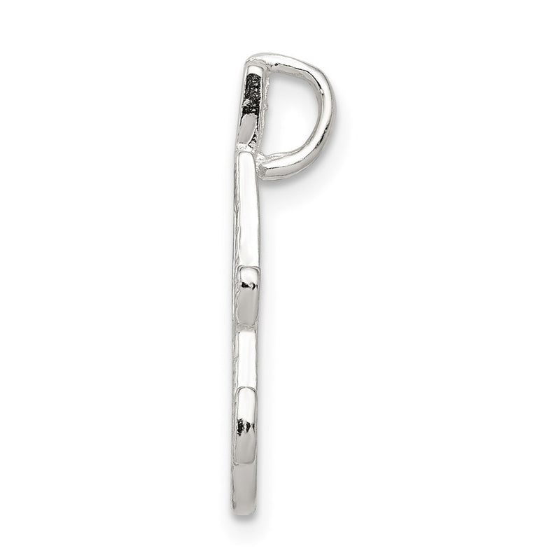Sterling Silver Polished & Textured Letter A Initial Chain Slide