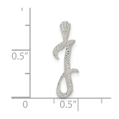 Sterling Silver Polished & Textured Letter J Initial Chain Slide