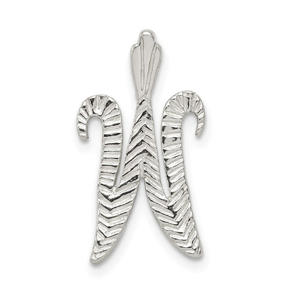 Sterling Silver Polished & Textured Letter W Initial Chain Slide