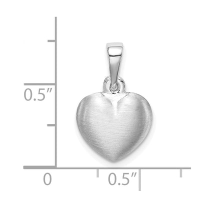Sterling Silver Rhodium-Plated Satin Heart Pendant