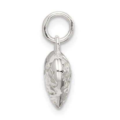 Sterling Silver Polished Diamond-Cut Puff Heart Charm